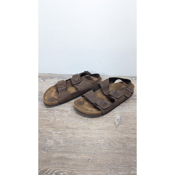 Men\'s Sz 42 M Birkenstock Milano Rugged Oiled Leather Sandal